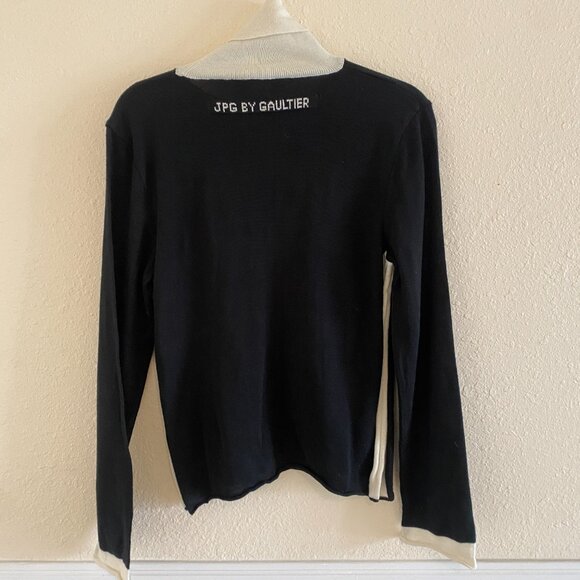 Vintage JPG's Jeans Black and White Contrast Turtleneck Sweater, Size I48 or M - Picture 3 of 11
